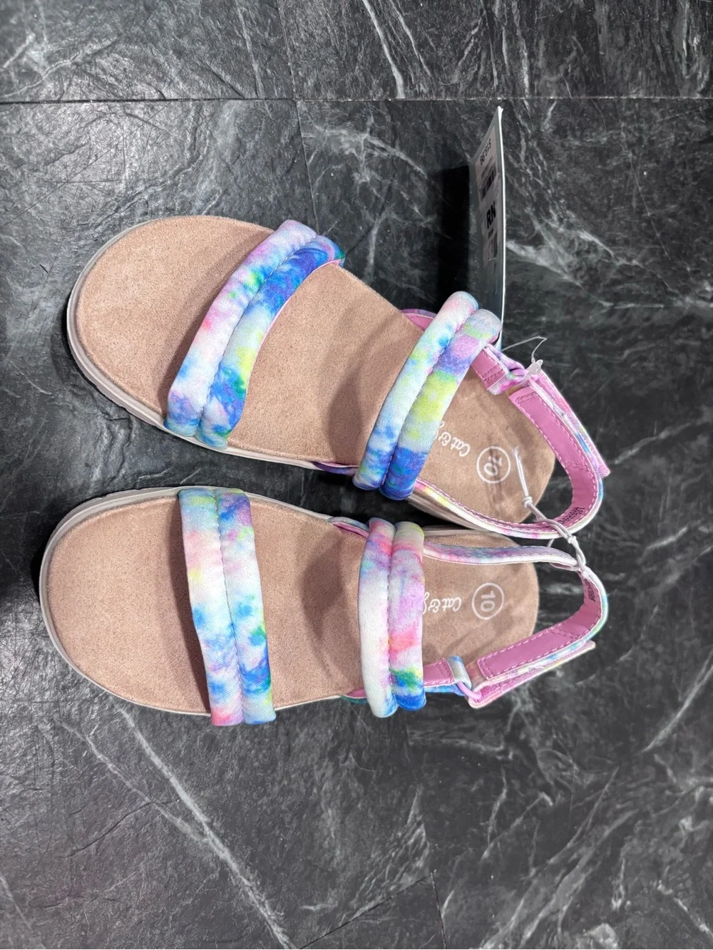 Cat & Jack Kids Tie-Dye Purple Pink Blue Strap Sandals
